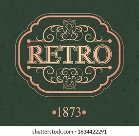 Flourish сalligraphic border, Retro calligraphy monogram, Vector illustration