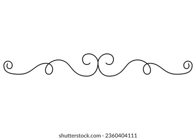 Flourish calligraphic design element. Page decoration symbol to embellish your layout. Linear of vintage swirl