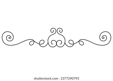 Elemento de diseño caligráfico floreciente. Símbolo de decoración de página para embellecer tu diseño. Lineal de giro vintage