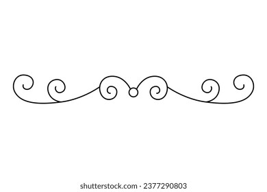 Flourish calligraphic design element. Page decoration symbol to embellish your layout. Linear of vintage swirl