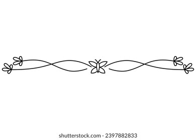 Flourish calligraphic design element. Page decoration symbol to embellish your layout. Linear of vintage swirl