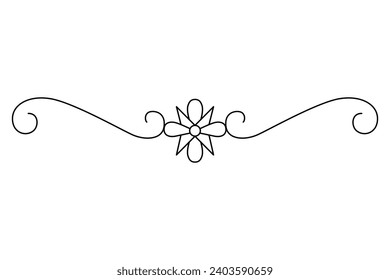 Elemento de diseño caligráfico floreciente. Símbolo de decoración de página para embellecer tu diseño. Lineal de giro vintage