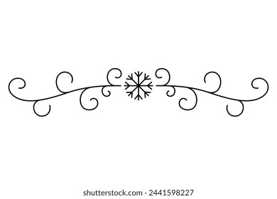 Flourish calligraphic design element. Page decoration symbol to embellish your layout. Linear of vintage swirl