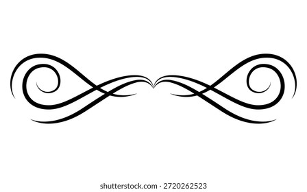 Flourish calligraphic design element. Page decoration symbol to embellish your layout. Linear of vintage swirl