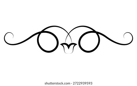 Flourish calligraphic design element. Page decoration symbol to embellish your layout. Linear of vintage swirl