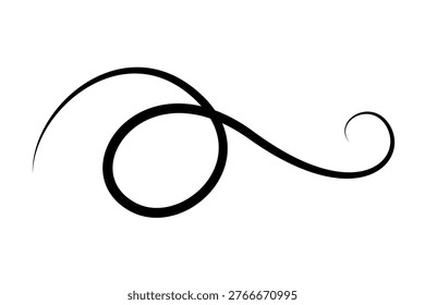 Flourish calligraphic design element. Page decoration symbol to embellish your layout. Linear of vintage swirl.