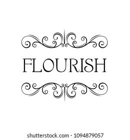Flourish calligraphic frame. Swirly page decoration. Filigree scroll pattern. Wedding invitation, Greeting card design. Vector illustration.