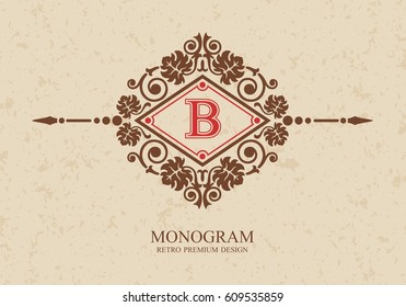 Flourish calligraphy monogram, Vector illustration
