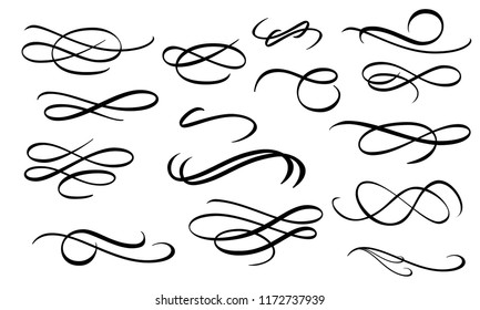 Flourish collection simple vector. Set of classic calligraphy decoration for text and banners on white background