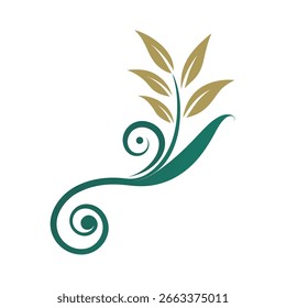 Flourish Corner with Abstract Leaf Curl Details