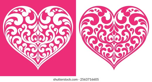 Flourish damask vector ornamental heart