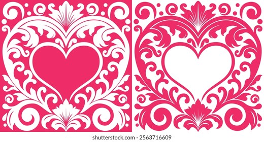 Flourish damask vector ornamental heart