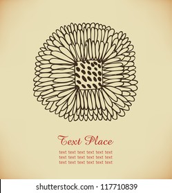 Flourish design element for cards, crafts, prints, scrapbooking, ornaments. Hand drawn flower. Decorative linear peony