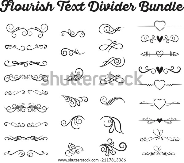 Flourish dividers. Filigree,\
Hand drawn vector illustration. Borders and laurels, border for\
text vector abstract hand drawn design calligraphic separated\
set