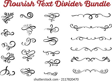 Flourish dividers Set, Filigree, Hand drawn vector illustration, Borders and laurels, border for text vector abstract hand drawn design calligraphic separated set