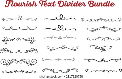 Flourish dividers Set, Filigree, Hand drawn vector illustration, Borders and laurels, border for text vector abstract hand drawn design calligraphic separated set