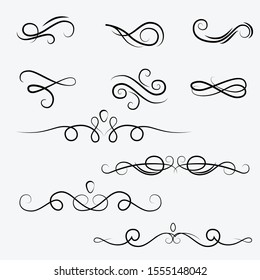 Flourish elements Hand drawn dividers set vector image