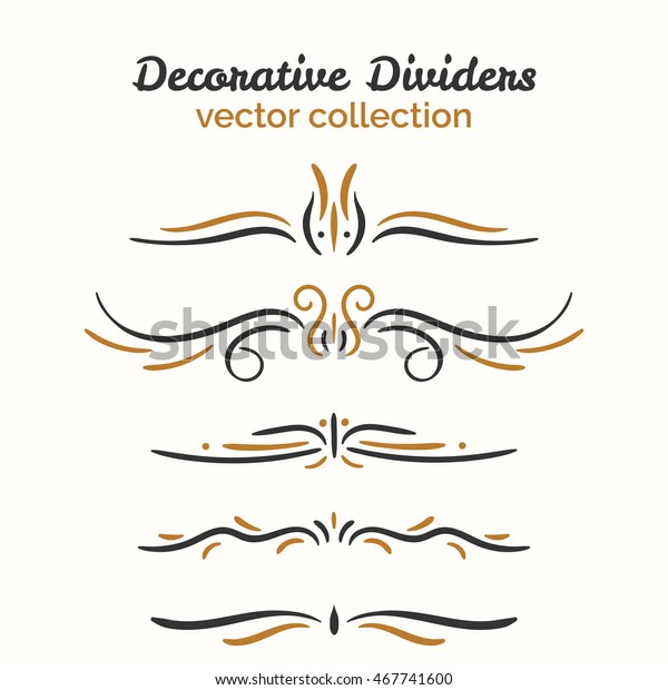 Flourish\
elements. Hand drawn dividers set. Ornamental decorative element.\
Vector ornate design. Text divider\
collection.