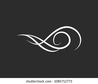 Flourish filigree scroll. Swir, Wave. Vintage element, page decoration. Ornate frame and scroll element. Wedding invitation design. Vector illustration.