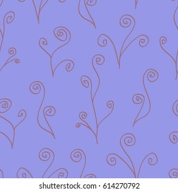 Flourish Floral Seamless Pattern with Small Curly Sprigs. Natural Simple Ornament for Textile, Fabric, Paper, Wrapping