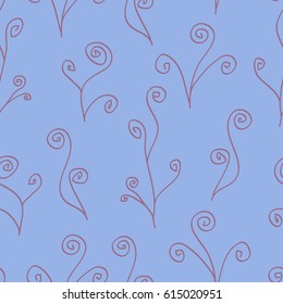 Flourish Floral Seamless Pattern with Small Curly Sprigs. Natural Simple Ornament for Textile, Fabric, Paper, Wrapping