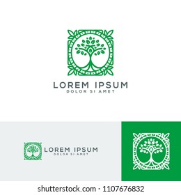 Flourish  floral. tree logo template vector illustration