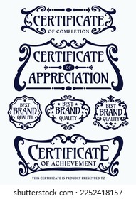 Flourish frames for certificate label, banner, logo, emblem, menu, sticker and other design