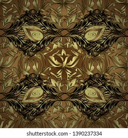 Flourish labels. Background for Fabric, Textile, Print and Invitation. Pictures in black, neutral and brown colors. Vector calligraphy swirls, swashes, ornate motifs and scrolls. Seamless pattern.