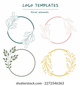 Flourish laurel wreaths for wedding invitation cards and your designs. Logo templates. Set of hand-drawn botanical wreaths.