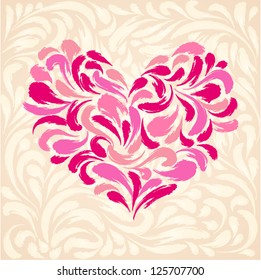 Flourish light background with heart - vector illustration. vector illustration.