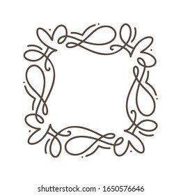 Flourish monoline vector frame illustration. Hand drawn calligraphy style vintage ornament for logo, invitation, wedding, gifts, photos, monogram. Floral Simple beautiful card.