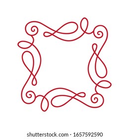 Flourish monoline vector frame illustration. Hand drawn calligraphy style art deco vintage ornament for logo, invitation, wedding, gifts, photos, monogram. Floral Simple beautiful card.