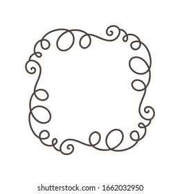 Flourish monoline ilustración de marco vectorial. Pintura de caligrafía dibujada a mano estilo deco adorno vintage para logo, invitación, boda, regalos, fotos, monograma. Floral Simple hermosa carta.