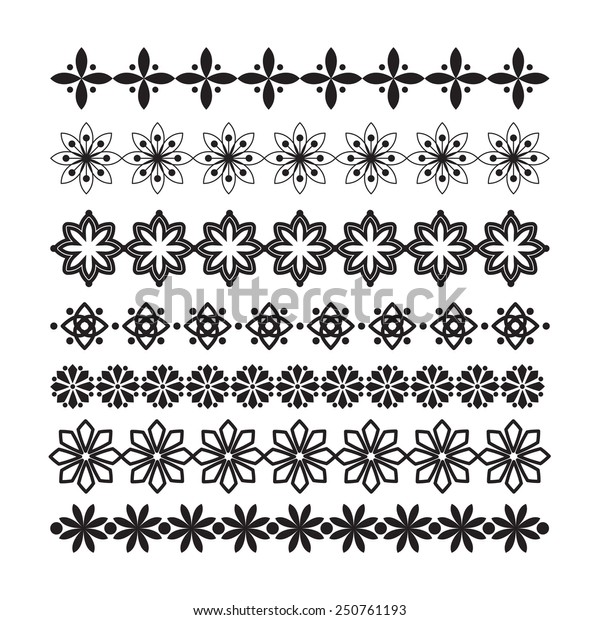 Flourish ornament. Design horizontal elements.\
Collection of vector borders and\
lines
