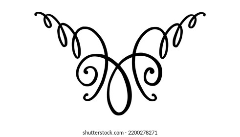 Flourish ornament as monogram or divider for wedding invitations and other designs. Handdrawn flourish isolated in white background. Doodle vector illustration