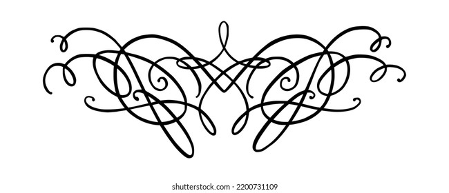 Flourish ornament as monogram or divider for wedding invitations and other designs. Handdrawn flourish isolated in white background. Doodle vector illustration