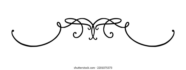 Flourish ornament as monogram or divider for wedding invitations and other designs. Handdrawn flourish isolated in white background. Doodle vector illustration