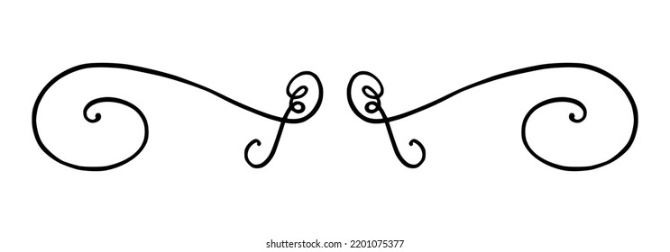 Ornamento floreciente como monograma o divisor para invitaciones de boda y otros diseños. Los dibujados a mano florecen aislados de fondo blanco. Ilustración del vector Doodle