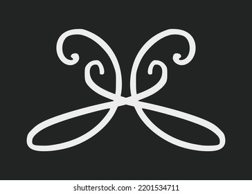 Flourish ornament as monogram or divider for wedding invitations and other designs. Handdrawn flourish isolated in black background. Doodle vector illustration