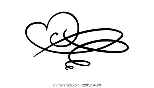 Flourish ornament as monogram or divider for wedding invitations and other designs. Handdrawn flourish isolated in white background. Doodle vector illustration