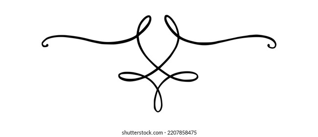 Flourish ornament as monogram or divider for wedding invitations and other designs. Handdrawn flourish isolated in white background. Doodle vector illustration