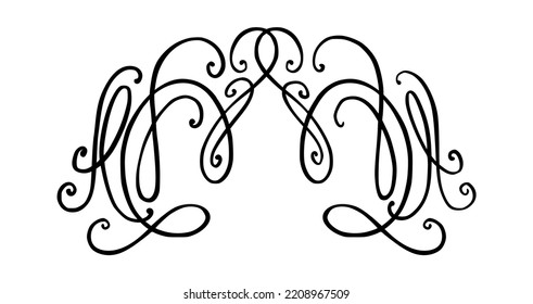 Flourish ornament as monogram or divider for wedding invitations and other designs. Handdrawn flourish isolated in white background. Doodle vector illustration