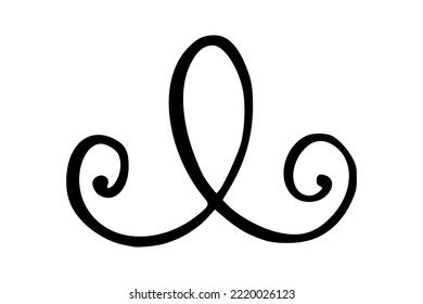Flourish ornament as monogram or divider for wedding invitations and other designs. Handdrawn flourish isolated in white background. Doodle vector illustration