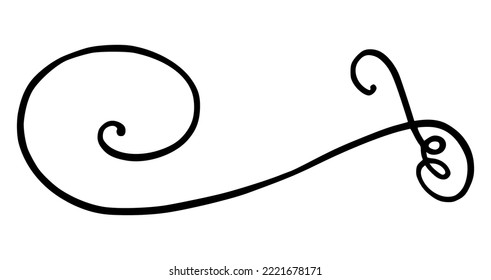 Flourish ornament as monogram or divider for wedding invitations and other designs. Handdrawn flourish isolated in white background. Doodle vector illustration