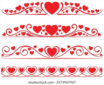 Flourish ornamental border with hearts