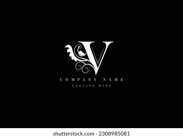 Flourish ornamental letter logo. v monogram design. Use for wedding, hotel, beauty shop , boutique etc..