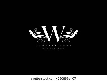 Flourish ornamental letter logo. w monogram design. Use for wedding, hotel, beauty shop , boutique etc..