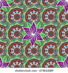 Flourish ornamental spring garden texture. Flower seamless background. Vector illustration. Floral pattern.