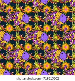 Flourish ornamental spring garden texture. Floral pattern. Flower seamless background. Vector illustration.