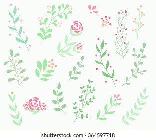 Flourish ornate decoration element set for typography. For calligraphy graphic design quotes and signs, postcard, menu, wedding invitation, romantic style. Floral vector frames or pattern elements.